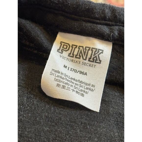 Victoria’s Secret PINK Bling 86 Varsity Crew Long Sleeve Black Shirt Size Medium - Picture 3 of 3